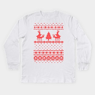 funny deer knitted christmas Kids Long Sleeve T-Shirt